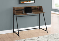 Computer Desk, Home Office, Laptop, Storage Shelves, 48"L, Work, Brown Laminate, Black Metal, Contemporary, Modern Brown Particle Board