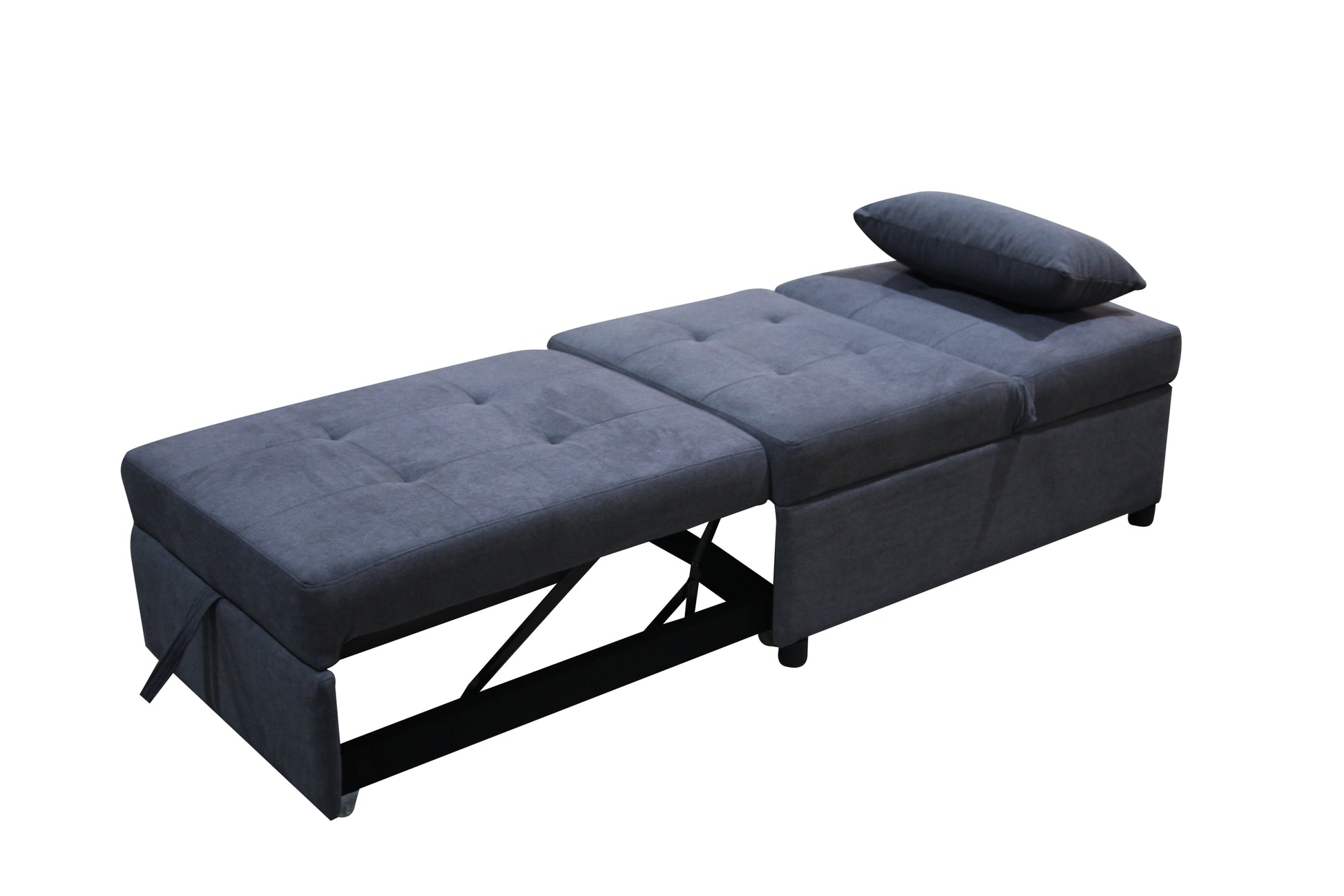 Folding Ottoman Sofa Bed Dark Gray Dark Gray Wood