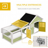 Pawhut Rabbit Hutch, Outdoor Rabbit Cage Or Guinea Pig Cage With Asphalt Roof, Handle, Wheels, 64 Inch Wooden Bunny Cage For Small Animals, Multicolor Multicolor Wood