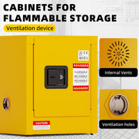 Flammable Safety Cabinet, Galvanized Steel, Laboratory Cabinets Explosion Proof Cabinets Anti Corrosion Reagents Instruments Protection Supplies Cabinet Antique Yellow Steel