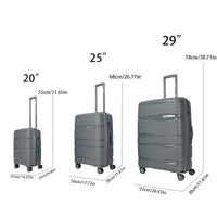 Pp Material Three Piece Luggage Set, Expandable, Lightweight Hard Luggage With Swivel Wheels And Password Lock, Stylish Luggage Set 20 Inches, 25 Inches, 29 Inches Dark Grey Polyethylene