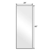 65*24 Inch Floor Mirror Full Length Mirror Ultra Thin Aluminum Alloy Frame Modern Style Standing Hanging Mirror Wall Mounted Mirror Black Modern Glass Metal