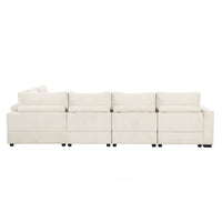 121.3" Sectional Couch Sofa Bed Modular Sofa With Two Movable Ottomans For Living Room Old Sku:N719S001640A , Beige Beige Foam Corduroy 7 Seat