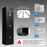 High Security Steel Rifle Cabinet 4 5 Capacity, Electronic Lock, Solid Bolts, Dual Alarms, Silent Operation, Led Lighting Black Steel