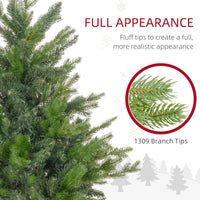 Homcom 5Ft Artificial Christmas Tree With 1309 Tips, Foldable Metal Stand, Easy Assembly, Hinged Xmas Tree For Home, Office, Holiday, Green Green Plastic