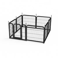 Dog Playpen Outdoor, 8 Panel Dog Fence 24" Pet Pen For Small Dogs Pet Exercise Pen For Puppy Rabbit Small Animals Portable Playpen For Rv Camping Garden Yard, Indoor. Black, 22.2'' W X 23.6'' H. Black Iron