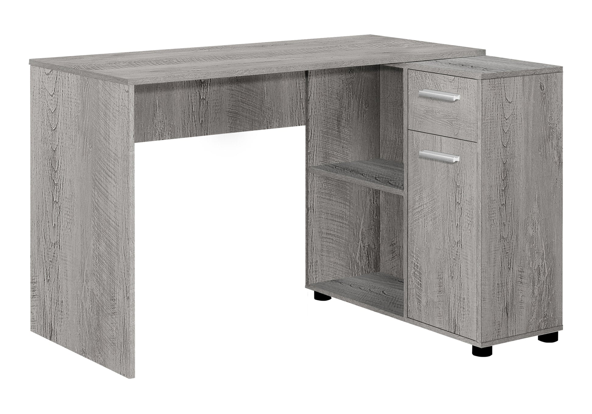 Computer Desk, Home Office, Corner, Storage Drawers, 46"L, L Shape, Work, Laptop, Grey Laminate, Contemporary, Modern Grey Particle Board