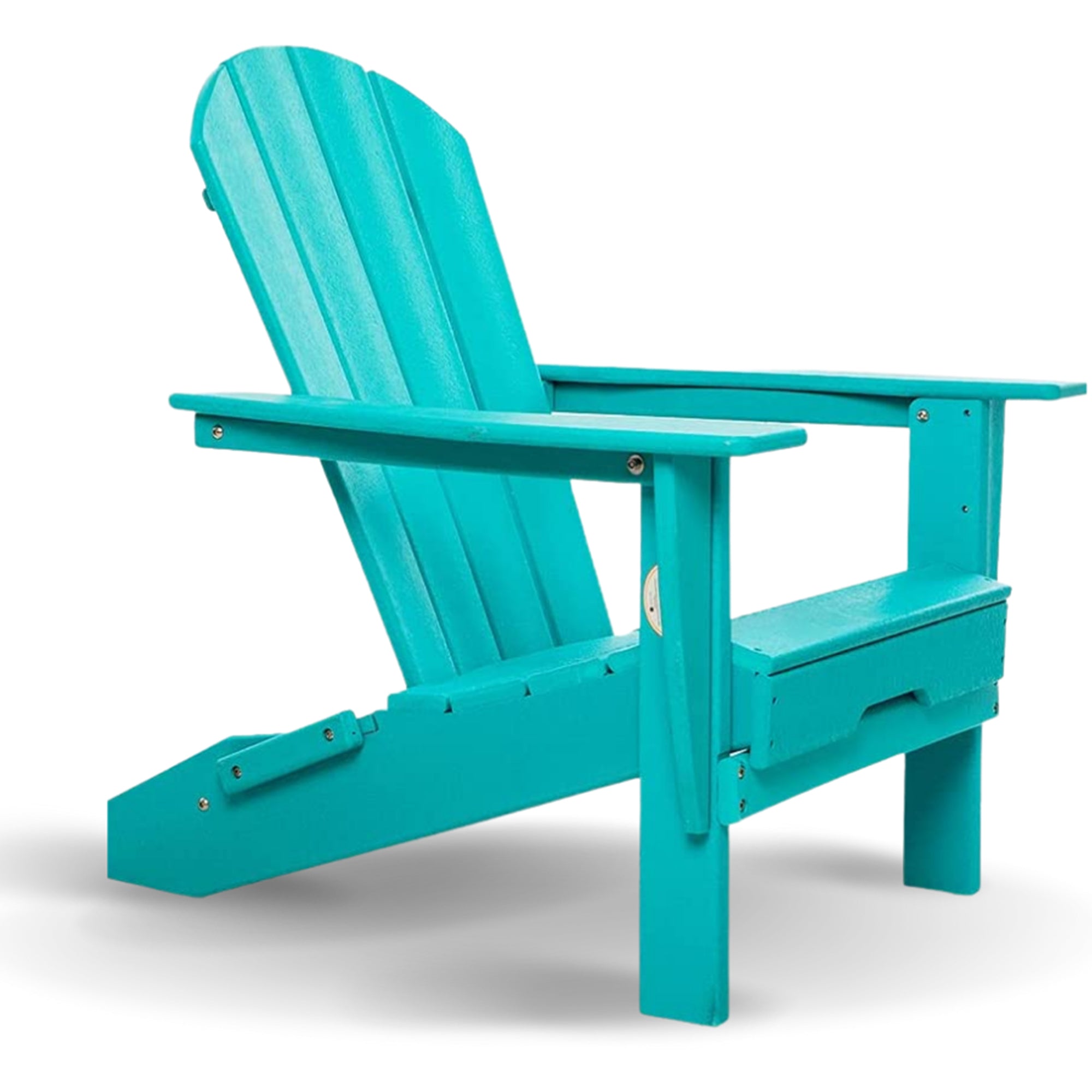 Hdpe Folding Adirondack Chair, Ultra Durable Weather Resistant Design, Easy Folding Design, 300 Lb Capacity, Aqua Blue Aqua Blue Hdpe