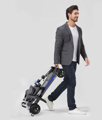 Manaul Folding Scooter M2085 Blue For Senior'S Easy Travel With Competitive Price Blue Abs,Aluminium Alloy,Pvc,Rubber