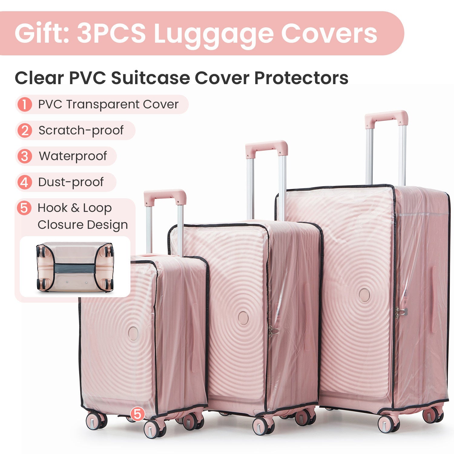 Luggage Sets 3 Piece 20 24 28 , Expandable Carry On Luggage With Tsa Lock Airline Approved, 100% Pc Hard Shell And Lightweight Suitcase With Front Pocket And Spinner Wheels Pink Pc