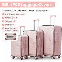 Luggage Sets 3 Piece 20 24 28 , Expandable Carry On Luggage With Tsa Lock Airline Approved, 100% Pc Hard Shell And Lightweight Suitcase With Front Pocket And Spinner Wheels Pink Pc