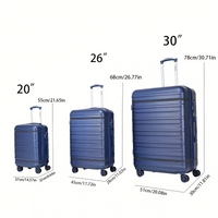 3 Piece Luggage Set, Abs Lightweight 20 Inch 26 Inch 30 Inch Luggage, Expandable Carry On Luggage Set, With Password Lock And Swivel Wheels Blue Abs