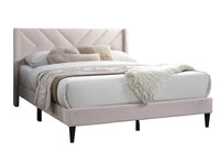 Elegant Modern Light Pink Velvet Upholstered Queen Size Bed Clean Lines Design Headboard 1Pc Bedframe Box Spring Not Required Queen Light Pink Wood Bedroom Contemporary,Modern Bed Frame Velvet