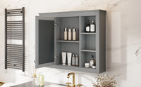 35'' X 27.5'' Medicine Cabinet, Wall Mounted Bathroom Storage Cabinet, Modern Bathroom Wall Cabinet With Mirror, Mirror Cabinet With 6 Open Shelves Not Include Bathroom Vanity Grey 1 5 Mirror Included Bathroom Wall Mounted Mdf Painted