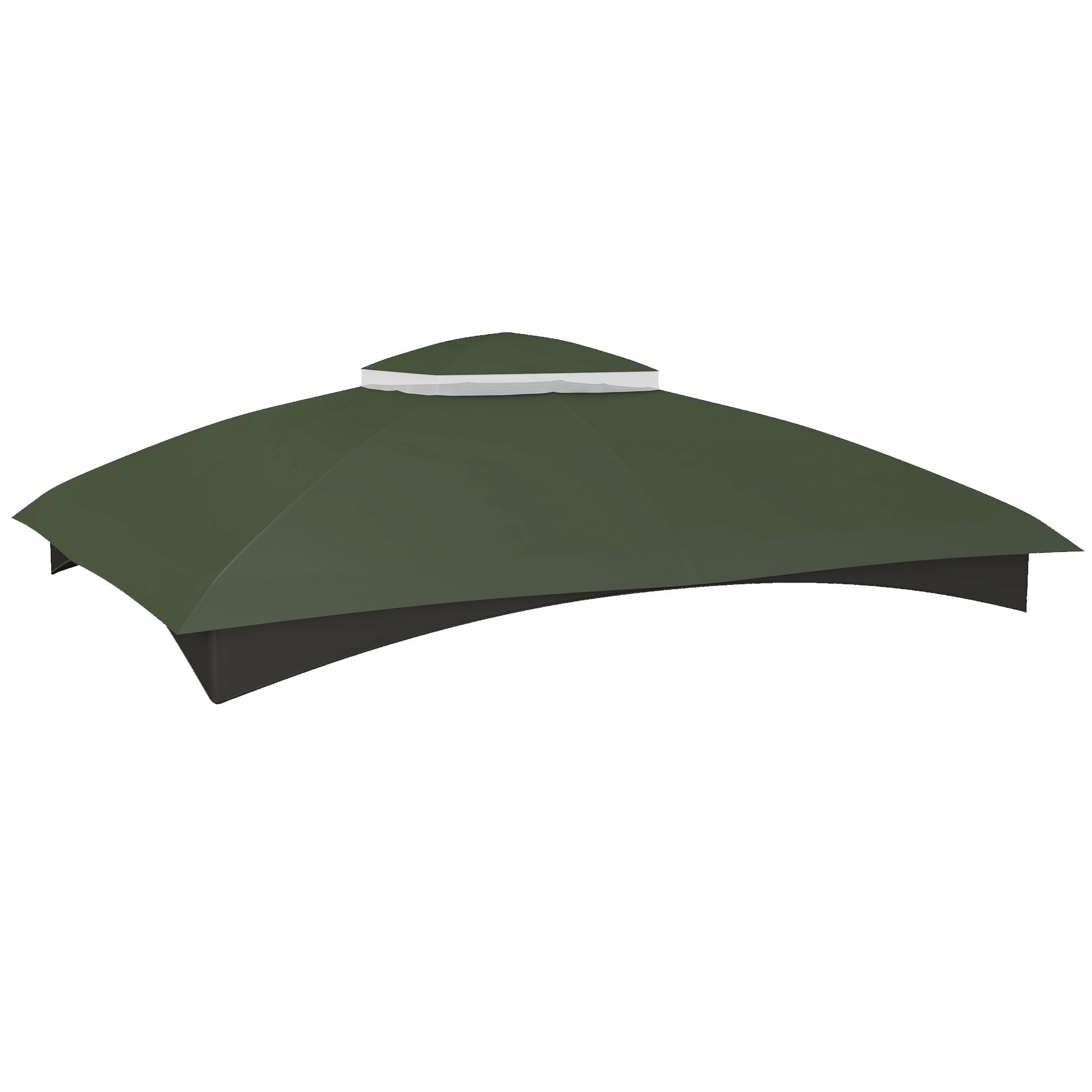 Outsunny 10' X 12' Gazebo Canopy Replacement, 2 Tier Outdoor Gazebo Cover Top Roof With Drainage Holes, Top Only , Green Green Polyester