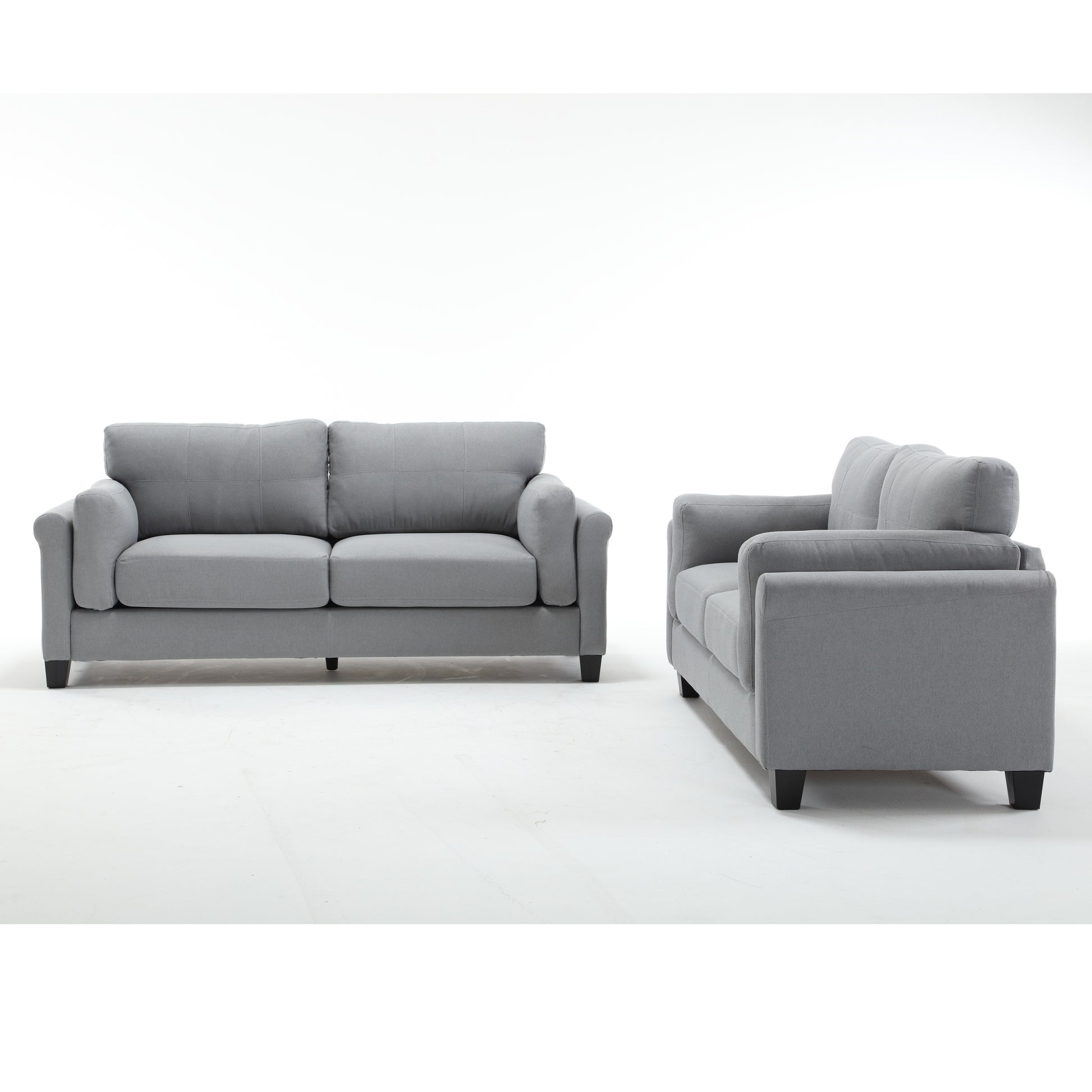 Oversized Modern 2 Piece Sofa Set Couch And Loveseat Set 2 3 Seater Sofa Set, Living Room Set, Loveseat & 3 Seater Couch For Bedroom, Gray Gray Primary Living Space Fabric 5 Seat