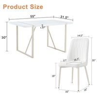 55"X31.5" Cream Style White Mdf Dining Table Set With 6 Armless Cream Style Chairs.Mdf Tabletop And Metal Frame Legs.Adding A Warm And Gentle Atmosphere To Your Family. White Seats 6 Mdf Metal