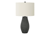 Lighting, 24"H, Table Lamp, Black Resin, Ivory Cream Shade, Contemporary Black Polyresin