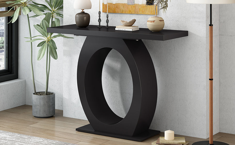 Mirod Stylish Modern Side Table With Egg Shaped Base,Enhanced Stability And Durability,Sleek Design For Home Decor,Perfect For Living Room Or Bedroom Black Mdf Acacia
