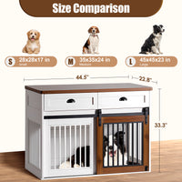 Heavy Duty Furniture Style Dog Cage Wooden Dog Cage Double Door Dog Cage Side Cabinet Dog Cage Dog Crate 44 1 2"W *23"D *33 1 4"H White Walnut Particle Board