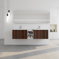 72 Inch Soft Close Doors Bathroom Vanity With Sink, A Small Storage Shelves, 30" And 12" Combination Cabinet, Kd Packing California Walnut 4 1 Bathroom Wall Mounted Modern Plywood