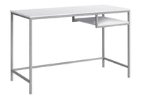 Computer Desk, Home Office, Laptop, 48"L, Work, White Laminate, Grey Metal, Contemporary, Modern White Mdf