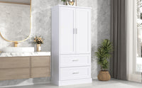 Tall Bathroom Storage Cabinet, Cabinet With Two Doors And Drawers, Adjustable Shelf, Mdf Board, White White Mdf