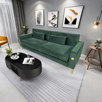 Fx P18 Rg2 Sofa Luxury Emerald Green Velvet Sofa With Gold Accents Modern 3 Seat Couch With Plush Cushions, Perfect For Living Room And Office Decor Retro Green Velvet 2 Seat