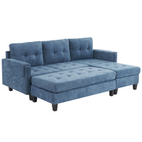 83.4" L Shaped Sofa Sectional Couch Sofa Bed With Two Usb Ports, A Movable Ottoman And A Reversible Chaise Lounge For Living Room, Navy Blue Navy Blue Foam Chenille 5 Seat