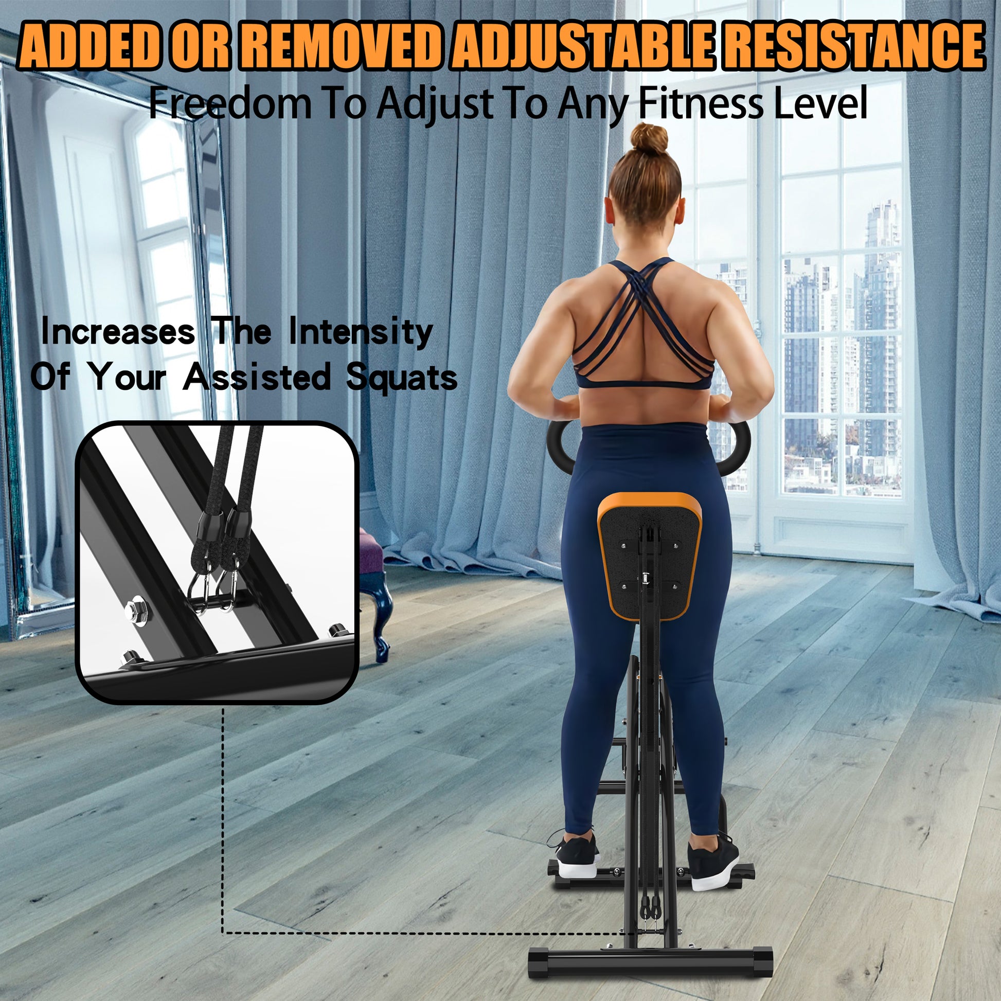 Squat Machine For Home, Assist Trainer For Glutes Workout Foldable With Resistance Bands, For Botty Glutes Butt Thighs, Ab Back Leg Press Hip Thrust For Home Gym Fitness Black Black Abs Rubber Steel Q235