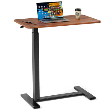 Adjustable Mobile Bed Desk, Computer Desk, Mobile Standing Desk, Lifting Desk, Desk, Brown Brown Metal & Wood