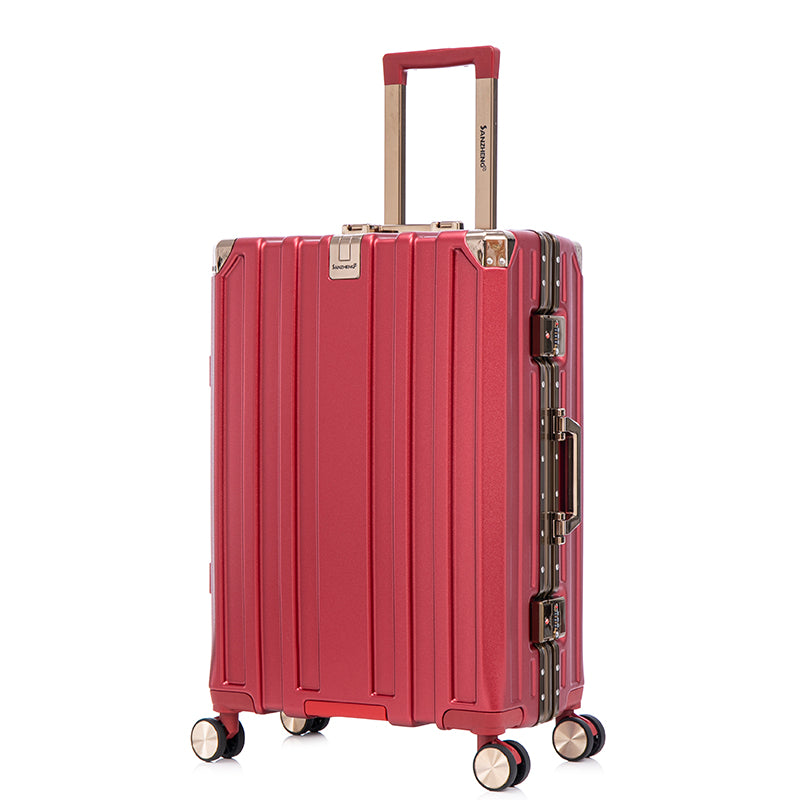 Luggage Sets Expandable Aluminum 20 24 28 Inch Three Model Set, Stylish Suitcase With Aluminum Frame Password Lock, Suitable For Travel Suitcases And Suitcases Red Contemporary Aluminum