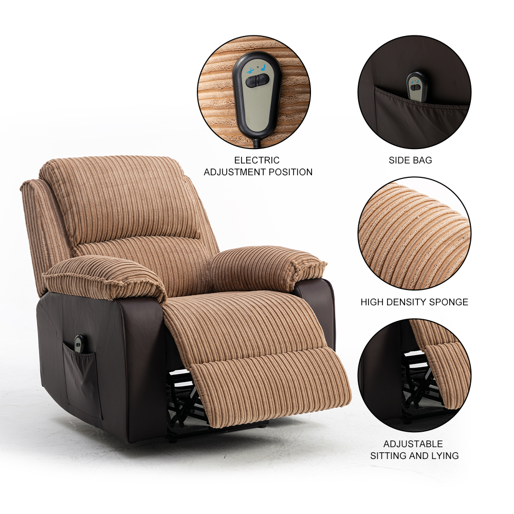 Brown Fabric Recliner Chair Cushion Brown Corduroy