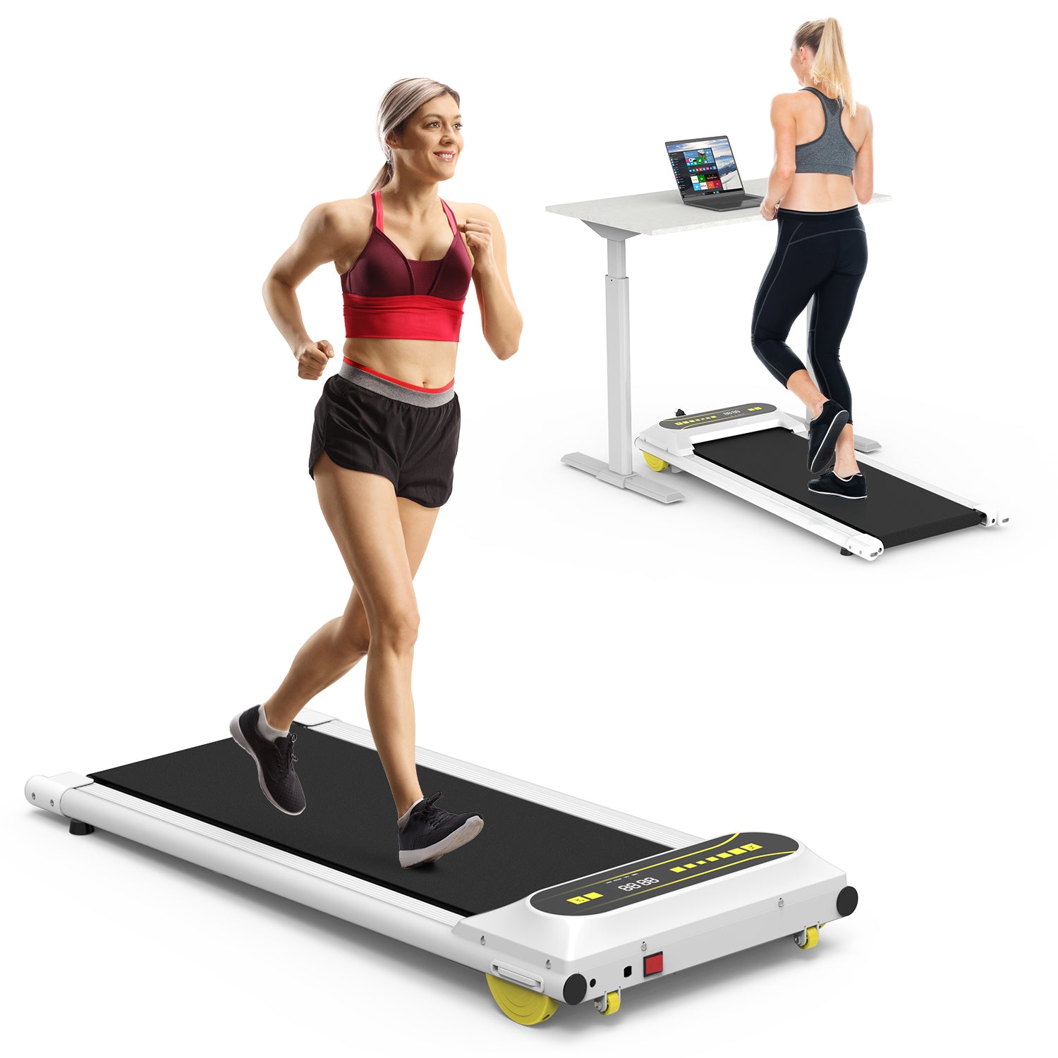 Walking Pad Running Machine Walking Machine For Home Under Desk Treadmill With Led Display And 12 Preset Programs 2.25Hp Portable Treadmill Jogging Machine For Office Small Space White Steel