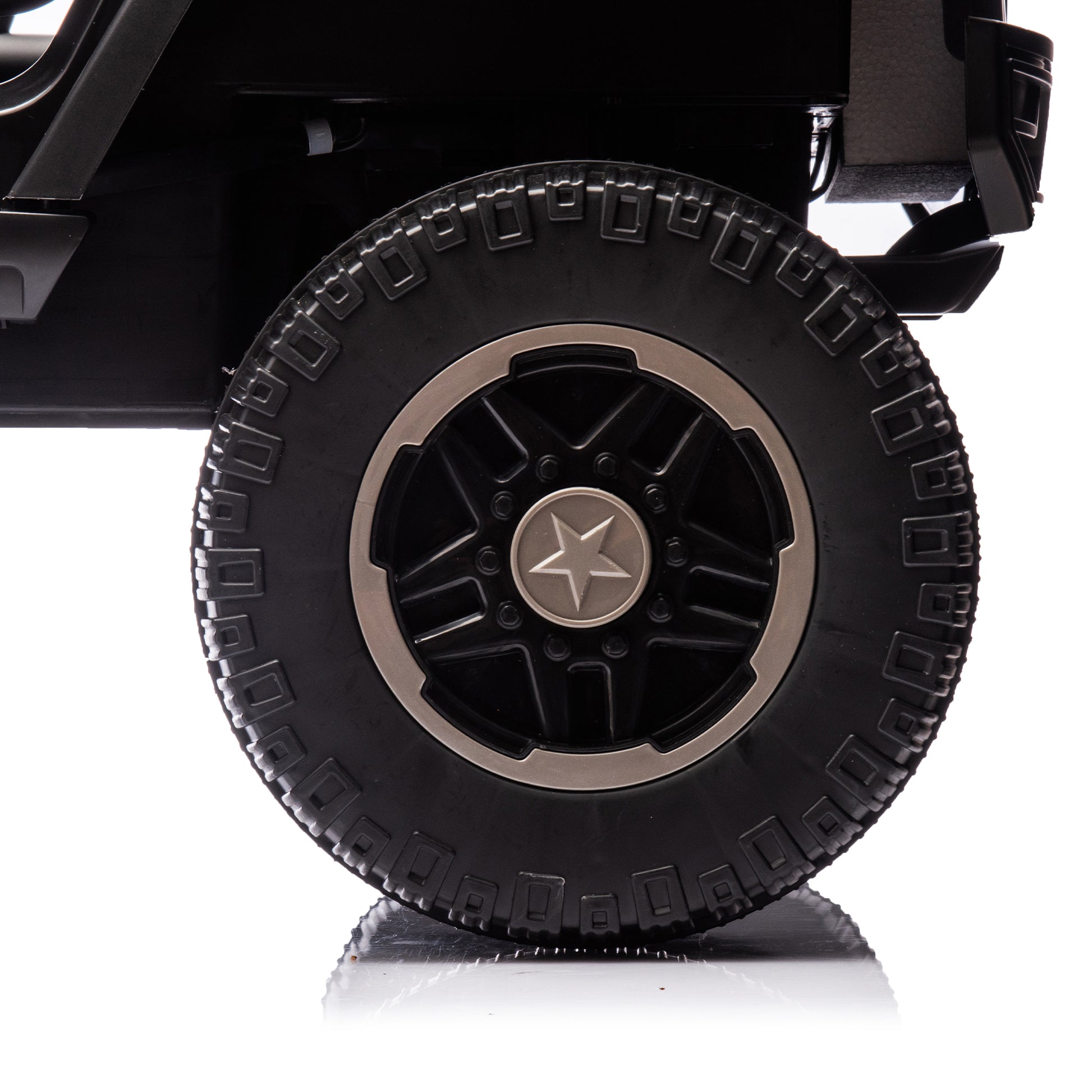 24V Two Seater Kids Ride On Truck Car W Parents Control,200W*2,Seat Width 20.28In,Four Wheel Suspension,Led Lights,Music,Mp3,Bluetooth,Two Independent Seat Belts,Suitable For Off Road For Kids Aged 3 Black 100 149 Lbs Polypropylene