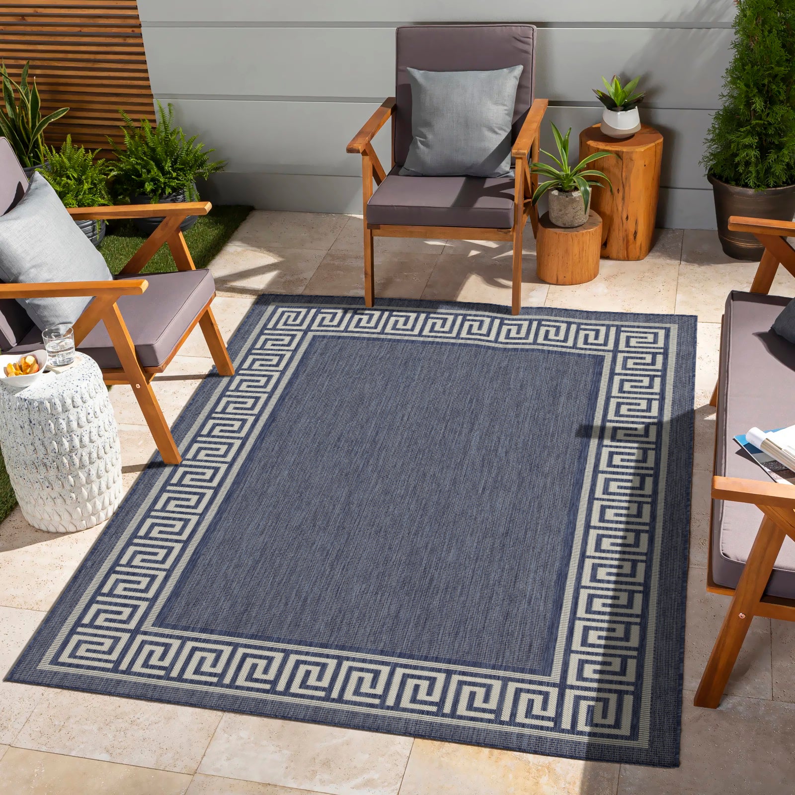 Sunshine Gc Har2001 Blue 2 Ft. 7 In. X 7 Ft. 3 In. Indoor Outdoor Area Rug Blue Polyester Polypropylene