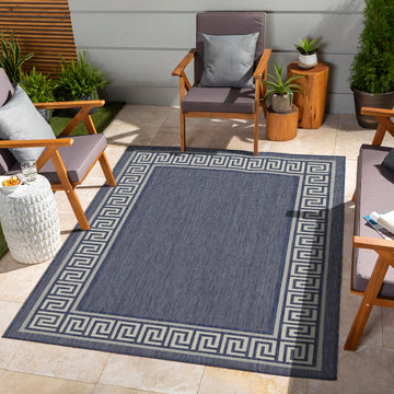 Sunshine Gc Har2001 Blue 7 Ft. 10 In. X 10 Ft. 3 In. Indoor Outdoor Area Rug Blue Polyester Polypropylene