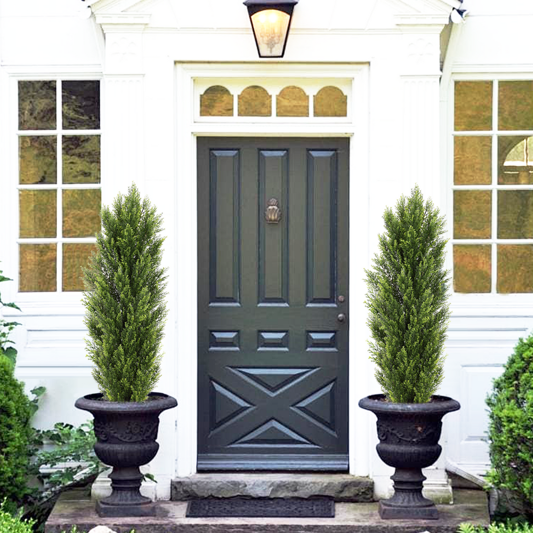 Christmas Like Artificial Cedar Cypress Plants Faux Boxwood Pine Greenery Trees Plantas Artificiales For Decor Green Plastic
