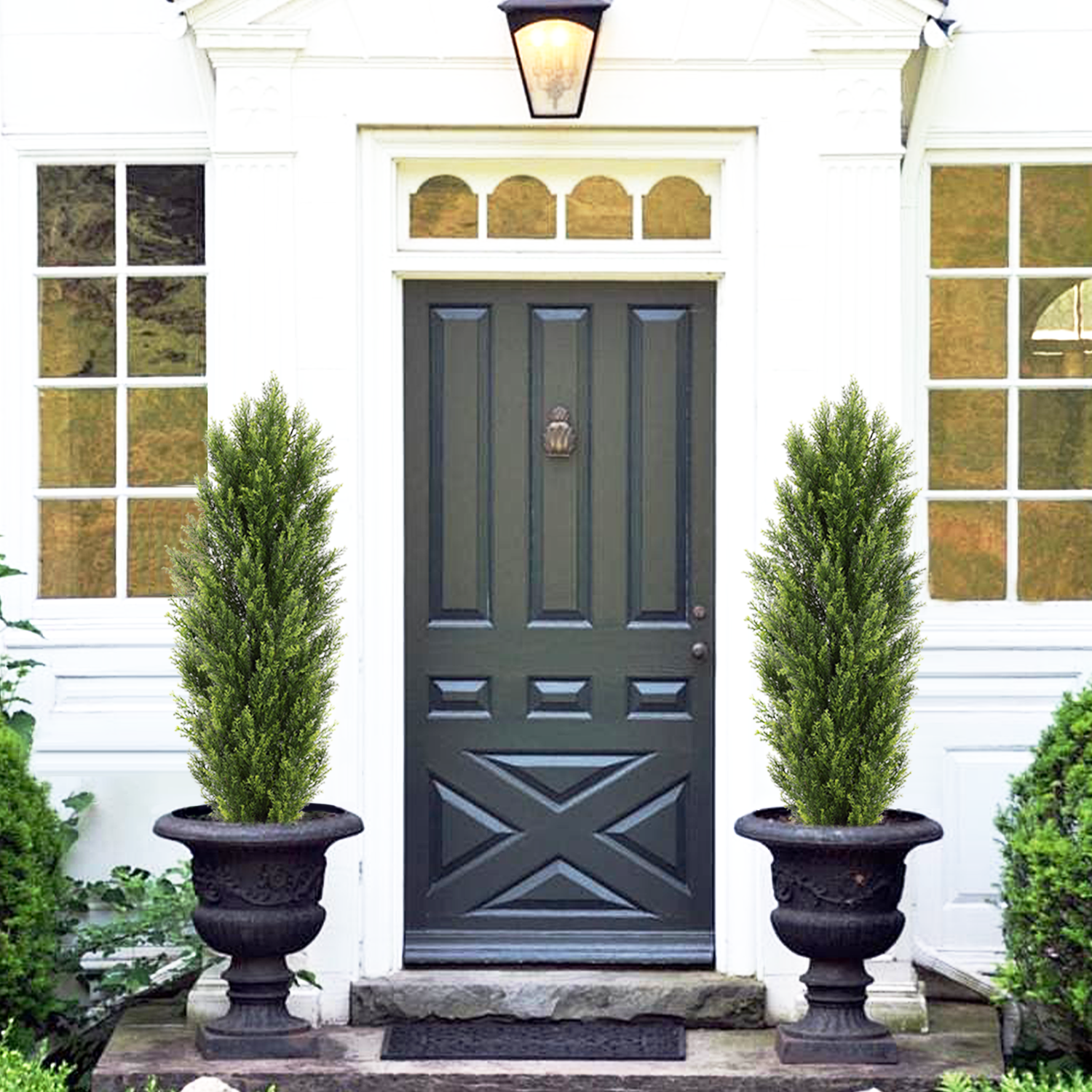 Christmas Like Artificial Cedar Cypress Plants Faux Boxwood Pine Greenery Trees Plantas Artificiales For Decor Green Plastic
