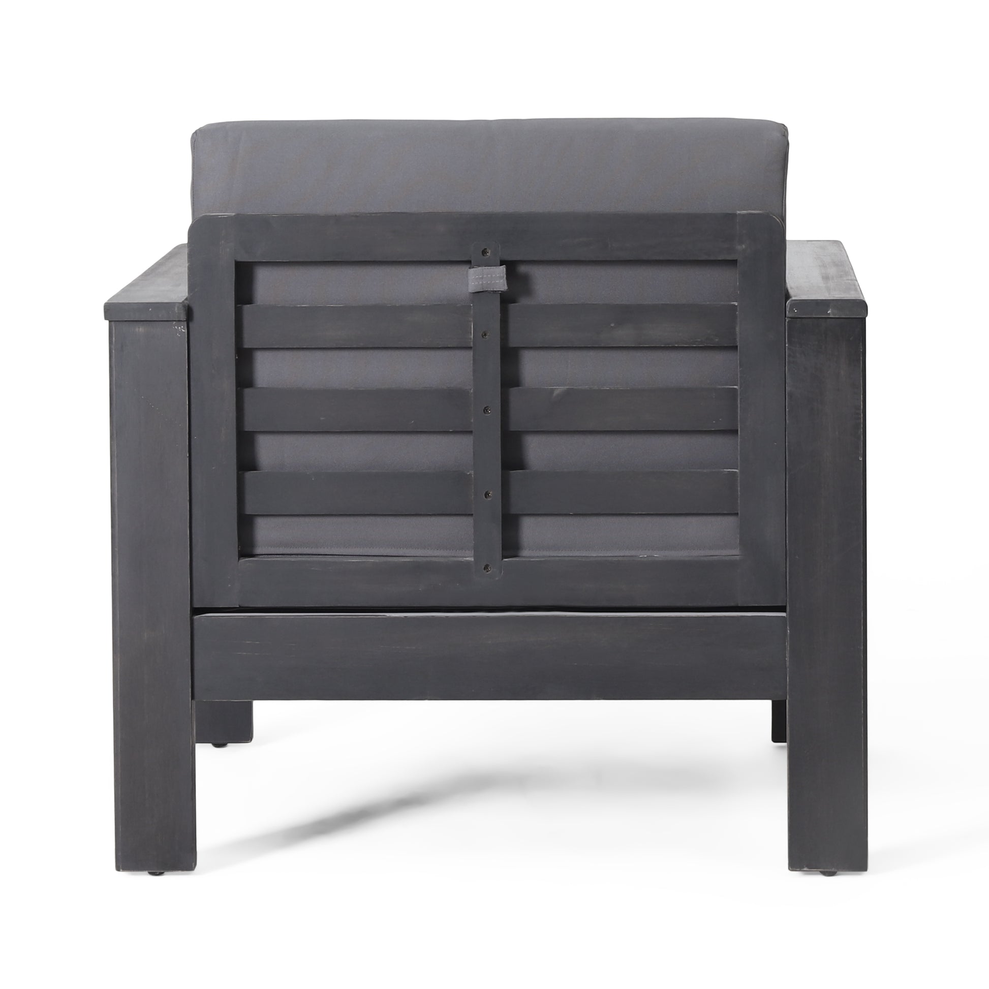 Outdoor Acacia Wood Club Chairs With Cushions, Dark Gray, 27.75"D X 32"W X 27.75"H Yes Grey Foam Acacia Wood