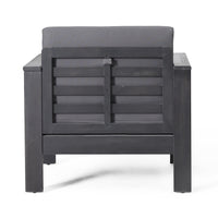 Outdoor Acacia Wood Club Chairs With Cushions, Dark Gray, 27.75"D X 32"W X 27.75"H Yes Grey Foam Acacia Wood