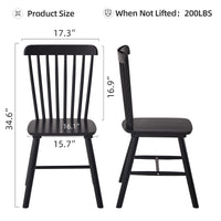 4 Pieces Of Dining Chair, Black, Rubber Wood Material, Dining Chair, Solid Wood Chair, Solid Wood Dining Table Chair, Living Room Chair, Simple And Natural Black Rubber Wood