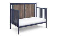 Connelly 4 In 1 Convertible Crib Midnight Blue Vintage Walnut Blue Brown Wood