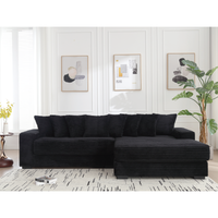 Arrived Oversized Two Piece Couches, L Shaped Sofa, Corduroy, Right Chaise Daybed,With Armrests,Eight Throw Pillows,Corner Sofa,Easy To Assemble, Black Black Polyester Wood Primary Living Space