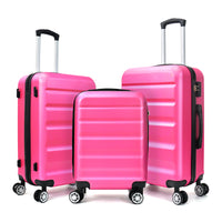 3 Piece Luggage 20Inches,24Inches,28Inches Featuring 360 Rotating Wheels And Tsa Lock Abs Hard Shell Yet Practical Design Suitable For Both Men And Women Rose Red Abs