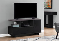 Tv Stand, 48 Inch, Console, Media Entertainment Center, Storage Cabinet, Drawers, Living Room, Bedroom, Black And Grey Laminate, Contemporary, Modern Black 80 89 Inches Particle Board