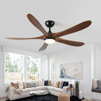 62 Inch Solid Wood With Remote Control With Light Led Modern Dc Dc Motor Indoor Outdoor 5 Blade Ceiling Fan For Patios, Bedrooms And Farmhouses Antique Brown Solid Wood