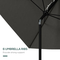 Outsunny 6.5' X 10' Rectangular Market Umbrella, Patio Outdoor Table Umbrella With Crank And Push Button Tilt, Dark Gray Gray Steel