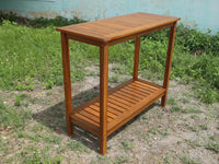 Wooden Workstation For Garden Balcony Garage, Acacia Console Potting Table Light Brown Light Brown Acacia Wood