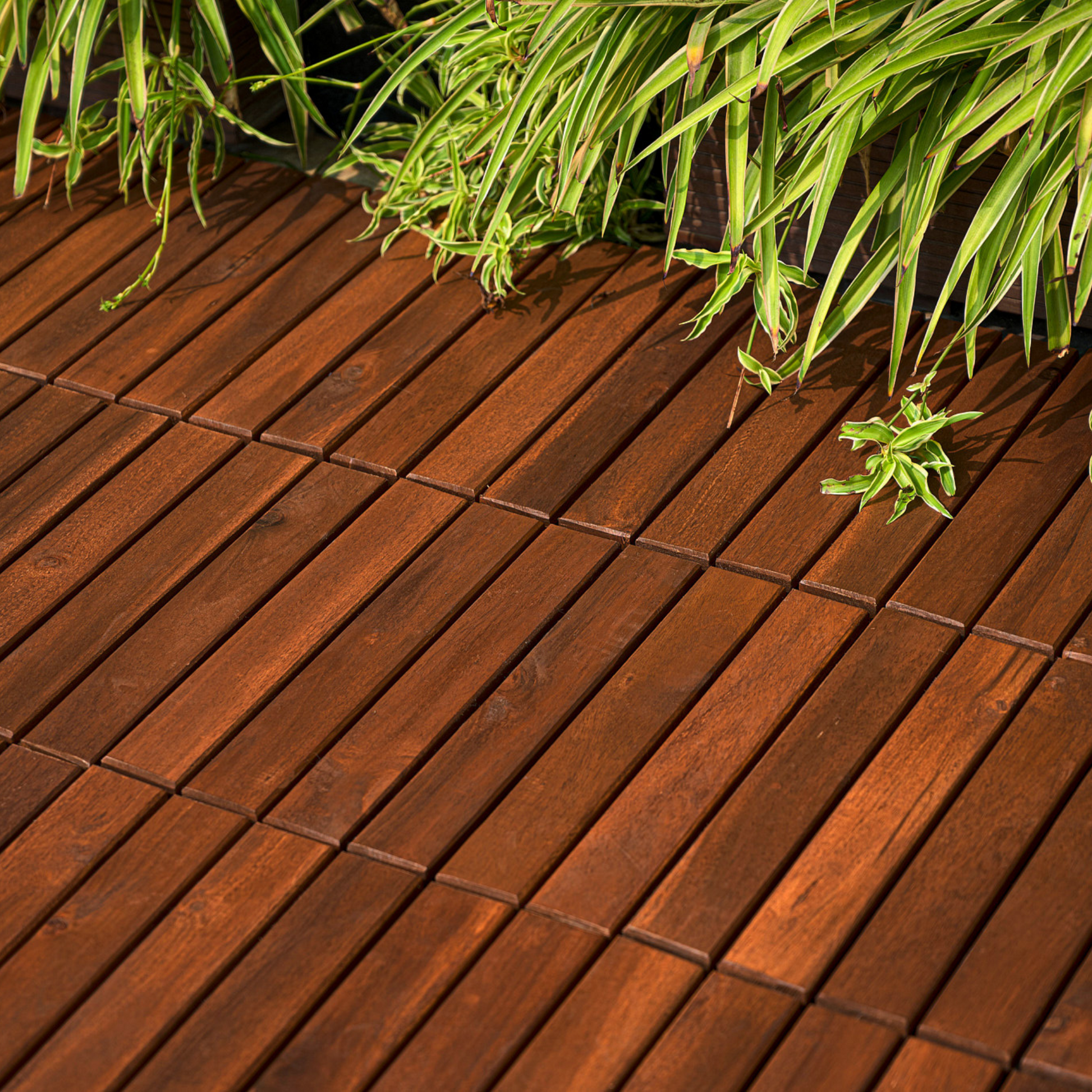 10 Pcs Interlocking Deck Tiles Striped Pattern, 12" X 12" Square Acacia Hardwood Outdoor Flooring For Patio, Bancony, Pool Side,.. Brown Garden & Outdoor American Design,American Traditional,Antique Solid Wood